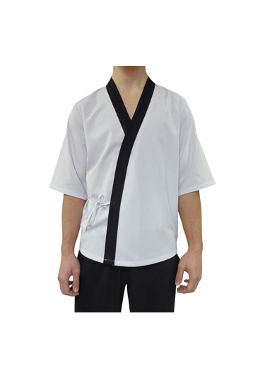 Formteks Sushi Şef Kimono Ceketi Beyaz Siyah Kırmızı