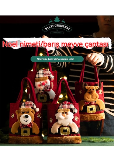 Noel Arifesi Çocuklara Küçük El Tipi Hediye Çantası-kardan Adam