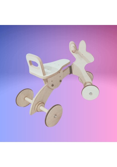 Montessori Çocuk Denge Bisikleti 2-6 Yaş / Mdf Tavşan