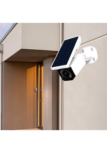 Sones Led Simülasyon Güvenlik Kamerası Güneş Enerjili Lamba Ip65 Su Geçirmez Hırsızlığa Karşı İnsan Vücudu İndüksiyonlu Avlu Spot Işığı Beyaz