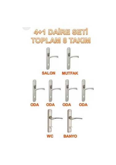 Bravo Kapı Kolu Aynalı 4+1 Daire Seti 6 Adet Oda 2adet Wc Ön Arka
