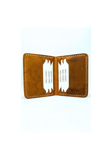 El Yapımı Hakiki Deri Premium Cüzdan Taba