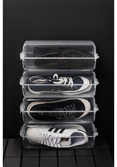 Porsima 3207 10 Adet Erkek Ayakkabı Saklama Kutusu - Şeffaf Pratik Ayakkabı Kabı Düzenleyici Saklama Seti ŞEFFAF