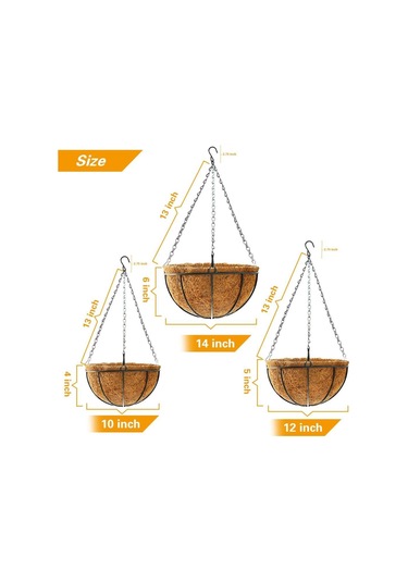 Sarkaç Çiçek Sepeti 3lü Coco Elyaf Makreme Saksı 20-25-30 CM