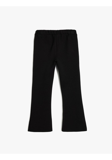 Koton İspanyol Paça Pantolon Beli Lastikli Viskon Kumaş Siyah 5skg40117ak Siyah