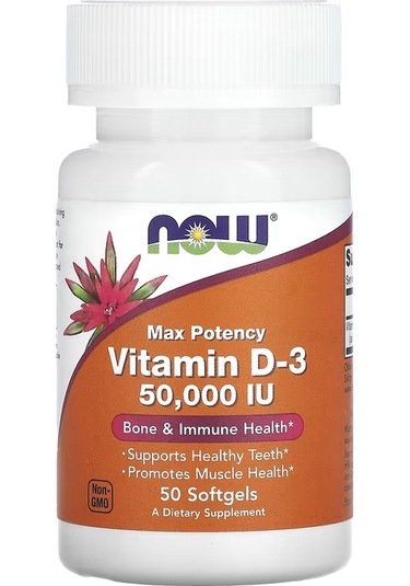 Now Vitamin D3 Max Potency 50.000 IU 50 Softgels