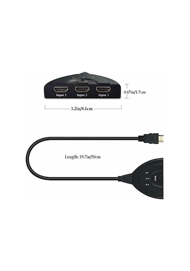 Hdmi Çoklayıcı Çoğaltıcı Switch 3 Giriş-1 Çıkış Çoklama Hdmi