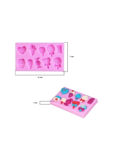 Dancemonkey 2 Adet G114 Şeker Lolipop Dondurma Kalıbı, Silikon Şekilli, Pratik Kullanım Pembe