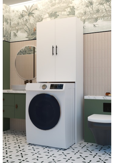Terra İki Kapaklı Çamaşır Makinesi Dolabı Beyaz