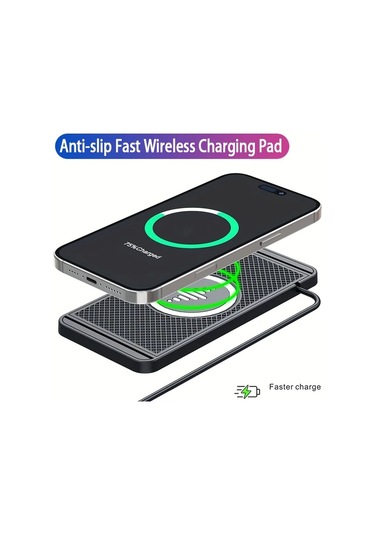 Honeybeeshop Araba Kablosuz Sarj Standi Siyah Hizli Sarj Istasyonu Kaymaz Mat Telefon Kulaklik Sarj Taban Iphone Samsung Galaxy Uyumlu S24 S23 S22 Siyah