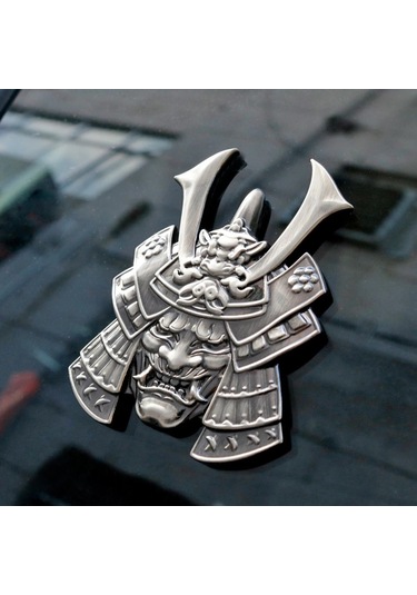 Stil - 7-3d Araba Sticker Premium Savaşçı Metal Araba Yan Çamurluk Arka Bagaj Kafatası Amblem Rozet  Herhangi Bir Araç