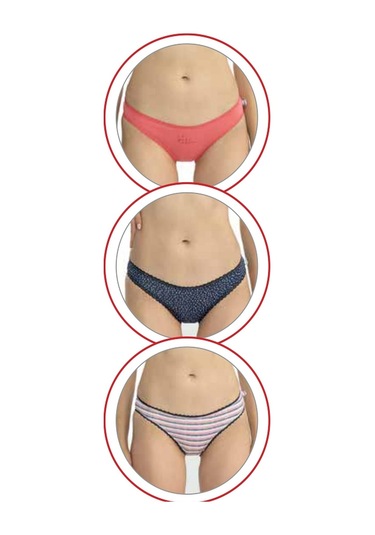 U.s Polo Assn. 66432 Kadın Karışık Desen Pamuklu 3'lü Slip Külot-mercan Mercan