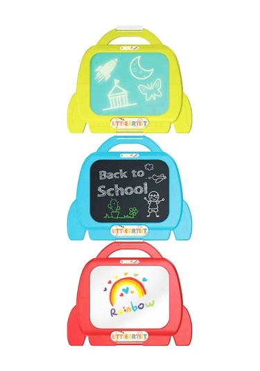 3in1 İlk Çizim Tahtam Kara, Beyaz Ve Şeffaf Tahta Seti, Kalemli & Tebeşirli Çocuk Çizim Oyuncağı