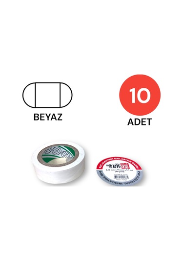 Tek-iş Izole Bant Elektrik Bandı Beyaz 10 Adet