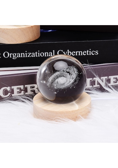 Çocuklar İçin 3d Bulutsu Kristal Top Gece Lambası Ahşap Tabanlı Cam Top Gece Lambası Fantezi Dekor Galaksi Gezegen Gece Lambası Hediye Yatak Odası Dekoru Çok Renkli