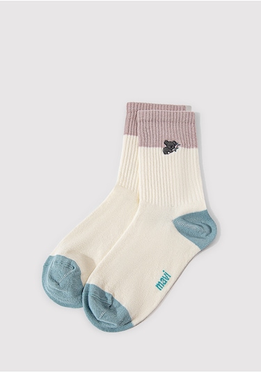 Mavi - Koala Detaylı Ekru Soket Çorap 1912831-81964 Beyaz