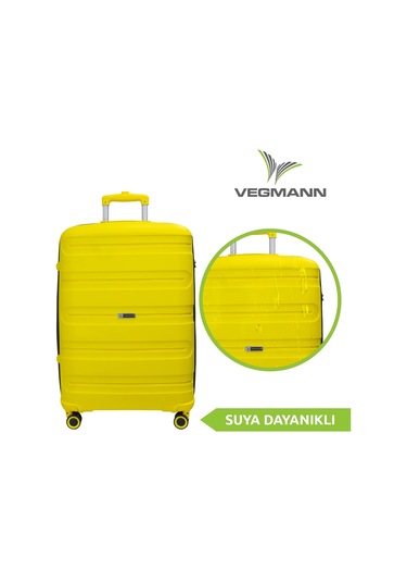 Vegmann Polipropilen Pp Atlas Sarı Büyük Boy Valiz Sarı