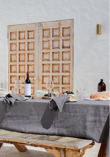 Wellstil Premium Keten Masa Örtüsü Gri