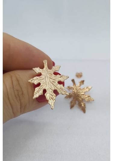 925 Ayar Rose Meşe Yaprağı Gümüş Küpe
