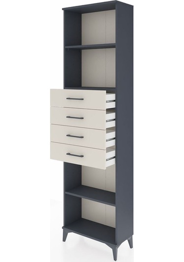 Arges Dolap 3 Raflı 4 Çekmeceli 60x30x221 Antrasit-aytaşı Antrasit