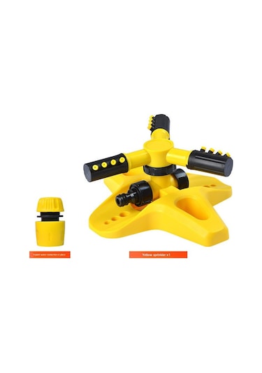 Mufunye 360 Derece Döner Otomatik Sulama Sprinklerı - Villa Bahçe Çim Alani İçin Zincirlenebilir - Sarı Sprinkler + 4 Parça Su Bağlantısı