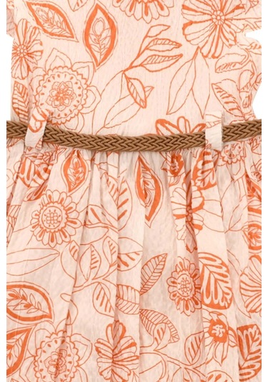Desenli Bürümcük Kız Elbise Turuncu Bipamuk 001
