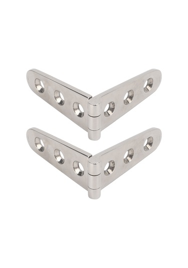 Lemestar 316 Paslanmaz Çelik Marine Menteşe - Açık Kapı, Gemi/ev Kabin Uygulamaları - 152x30mm, 4mm Kalınlık, 2 Adet Üç Delikli Uzun Tip