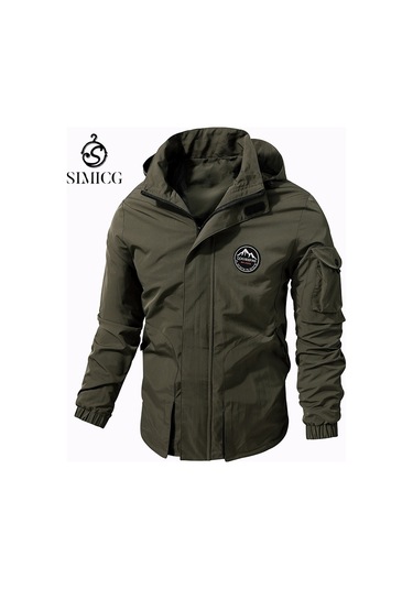 Moda Rahat Kapüşonlu Açık Hava Erkek Ceketi Yeşil