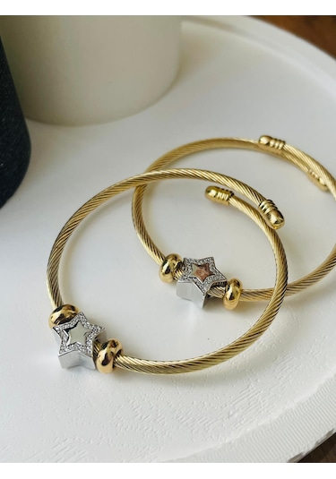 Mor Takı Yıldız Charm Detaylı Bileklik Altın - Gold