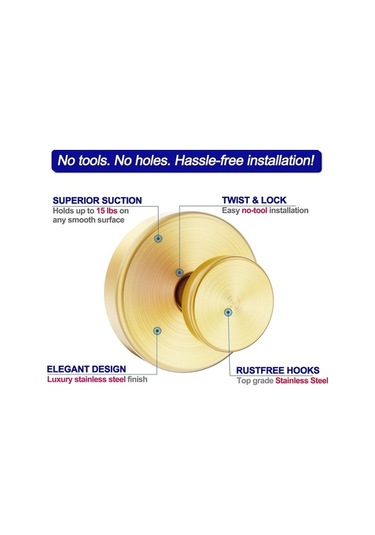 Besthome1 Altın Renk Banyo Sümükli Kanca Sus304, 6.8kg Kapasite, Delme Yok, 4 Adet Yüksek Kalite Çelik Altın