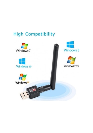 Wi-Fi USB Adaptör Wireles Alıcı 2.4 Ghz 300Mbps Laptop Pc Bilgisayar