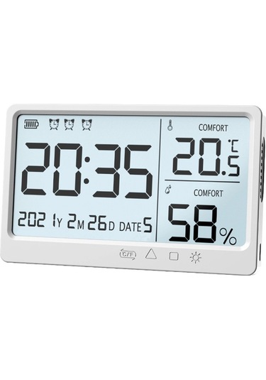 Dinosaurs Geek Elektronik Sıcaklık Ve Nem Ölçer Termometre - Beyaz