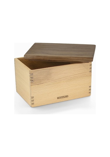 Woodsaka Model 3 Mutfak İçin Saklama Kabı Gürgen Ceviz
