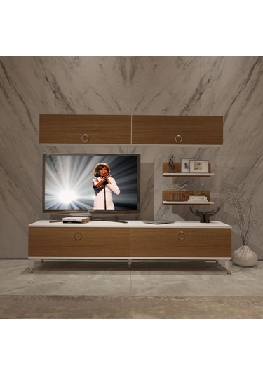 Decoraktiv Eko 5 Mdf Std Gold Tv Ünitesi Tv Sehpası Beyaz - Ceviz