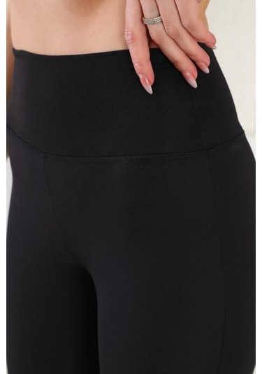 Enenstyle Fashıon Boutıque Yeni Sezon Konfor Modeli Yüksek Bel Toparlayıcı Şık Ispanyol Paça Dalgıç Kumaş Rahat Şık Günlük Tayt SiYAH