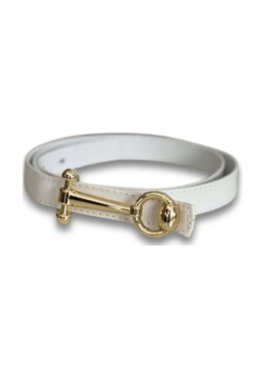 Vos Versa Uzun Tasarım Gold Tokalı Taba İnce Kadın Kemeri Vosdk0214101 Beyaz