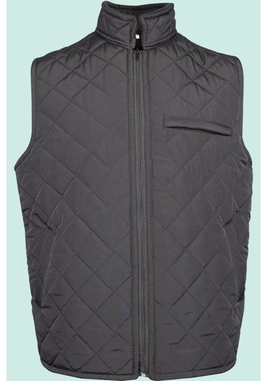 Kışlık Erkek Yelek Kapitone İş Güvenliği Micro Desenli Yeleği Çift Cepli İç Giyim Koruyucu Antrasit