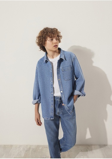 Mavi - Bob 90lar İndigo Mavisi Jean Gömlek 6210000-86709 Mavi