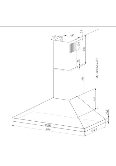 GL General GLD-003S 60 CM Siyah Cam Ankastre Davlumbaz