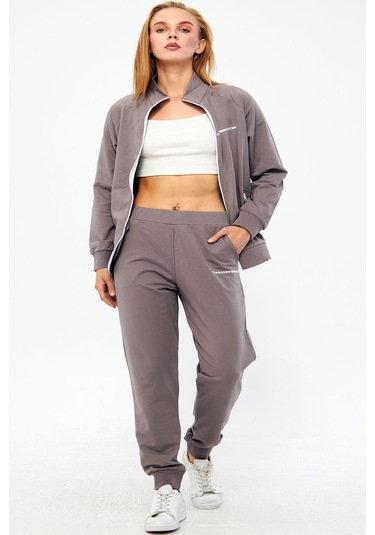 Trendhill Vizon Kadın İkiiplik Büyük Beden Eşofman Takım Edy5532v Vizon