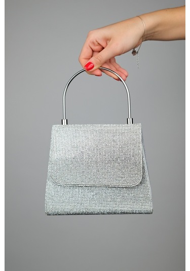 Luvishoes Lamaya Gümüş Taşlı Kadın El Çantası Gümüş