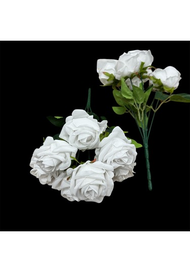Konak Züccaciye 7 Dallı Açık Kadife Gül Demet Beyaz