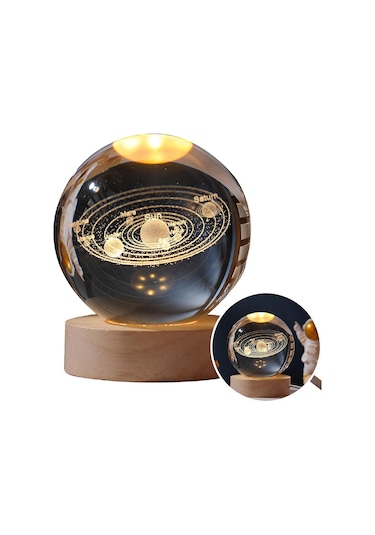 3d Işıklı Güneş Sistemi Led Kristal Küre-1267 Çok Renkli