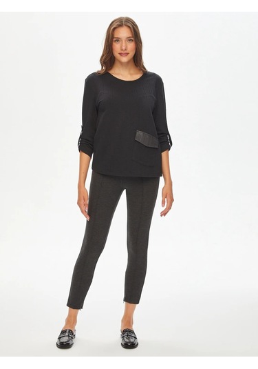 Faik Sönmez Dokuma Garnili Kadın Uzun Kol Bluz 69153 Siyah