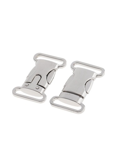 Suntek 2 Parça Metal Yan Yayın Toka Kordon Bilezik Pet Yaka Gümüş 4.5x2.5 Cm