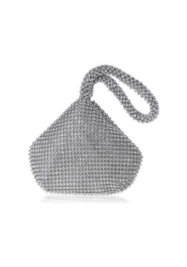 Wondernest Kadın Moda Gümüş Parlatan Ziyafet Partisi Elmas Çanta Gümüş