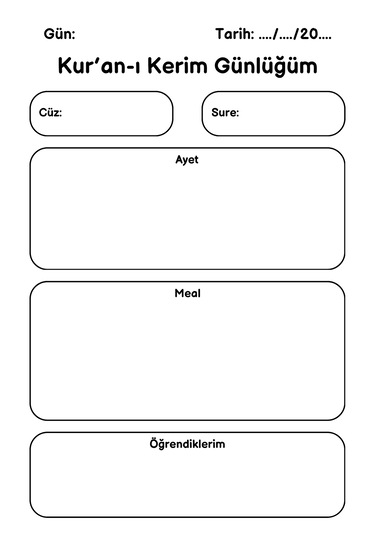 Kur'an'ı Kerim Okuma Günlüğüm A5 Boy Spiralli Beyaz
