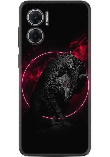 Xiaomi Redmi Note 11E Kilif Silikon Desen Black Wolf 1691 566393039
