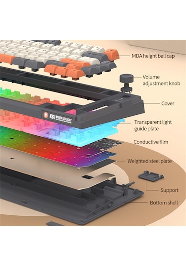 Maiyame Abs Plastik Renkli Arkadan Aydınlatmalı 81 Tuşlu Kablolu Usb Oyun Klavyesi - Mavi, Alacakaranlık, Menekşe