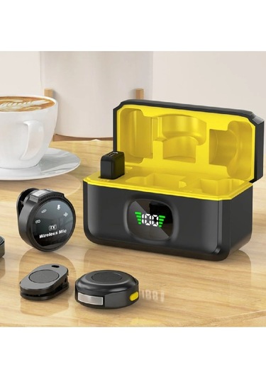 J6 Iphone Ve Android Uyumlu Mini Kablosuz Yaka Mikrofonu Göstergeli Led Şarj Kutulu Gürültü Azaltma